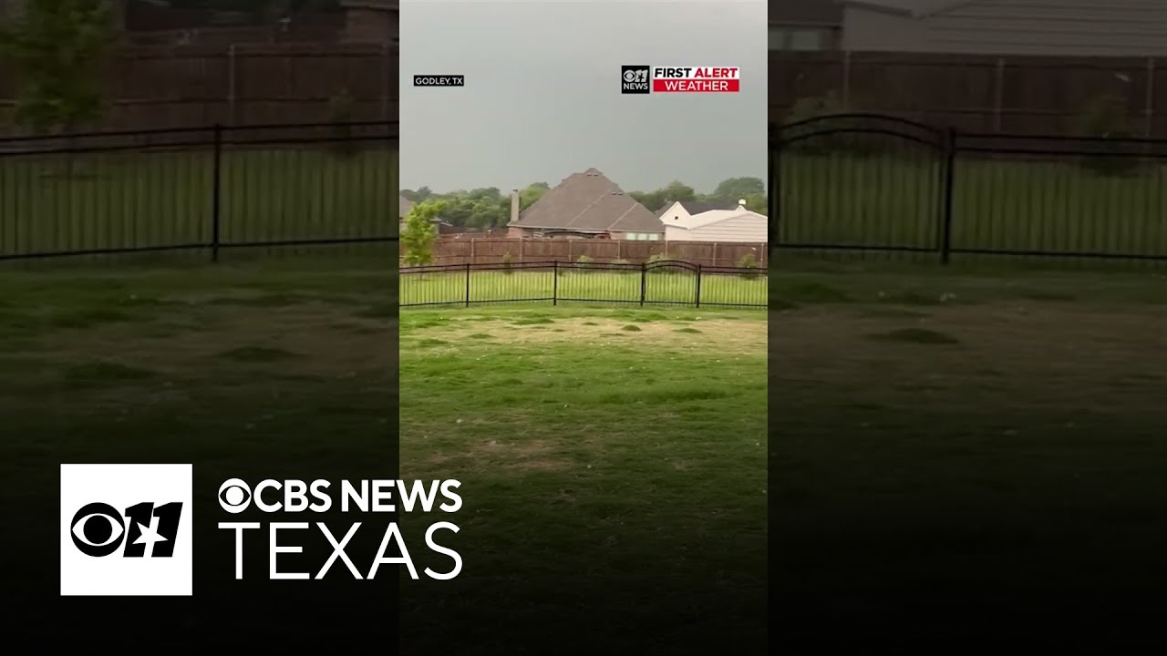 Large hail bounces around in Godley, Texas