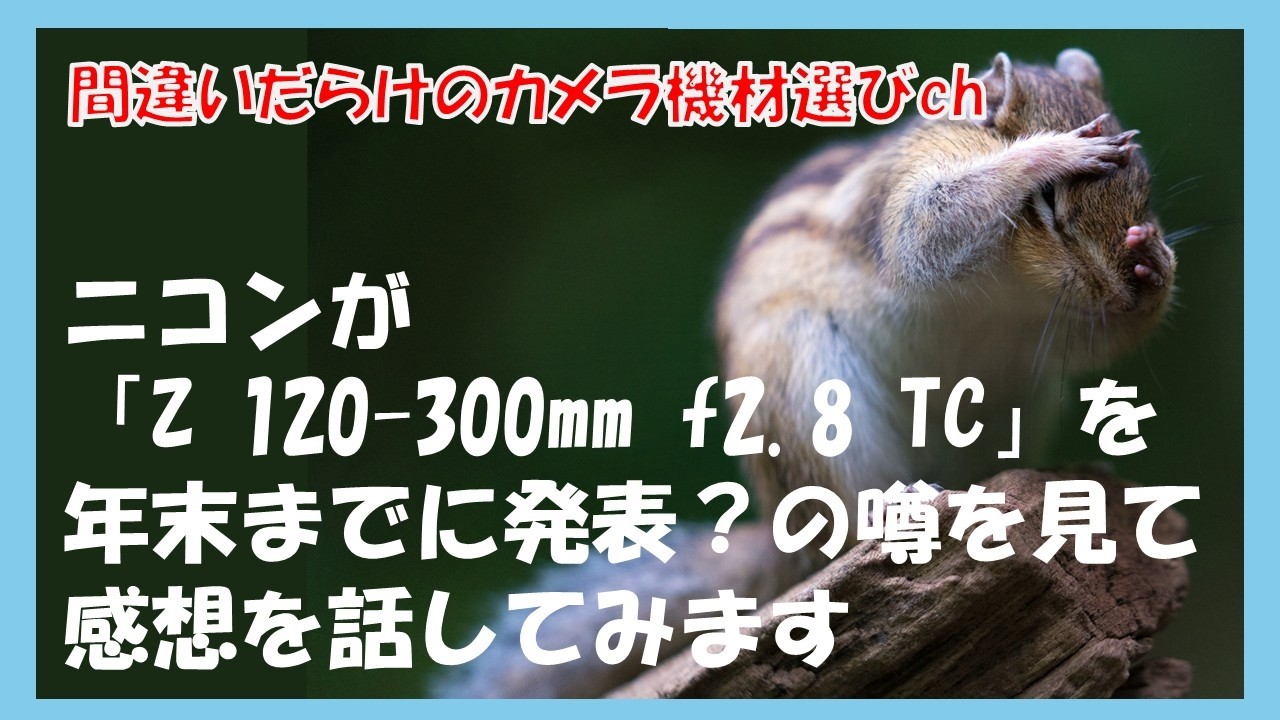 間違いだらけのカメラ機材選びch 「ニコンが「Z 120-300mm f2.8 TC」を年末までに発表？の噂を見て感想を話してみます」