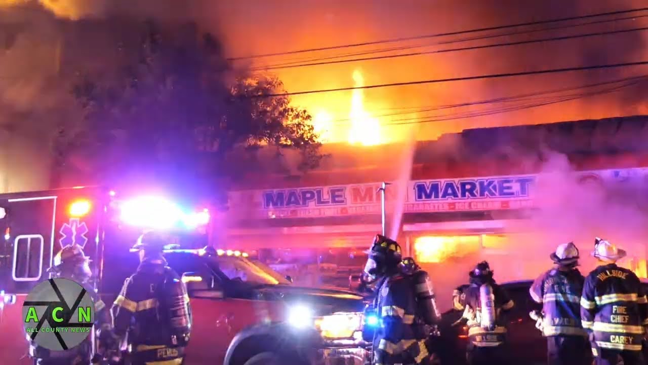 Massive fire destroys several buildings on Maple Avenue in Hillside