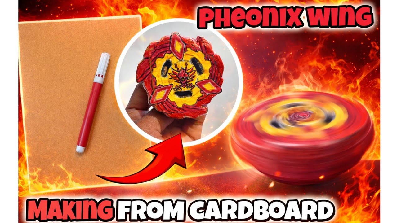 Making Beyblade x PHEONIX WING from cardboard!!!!! #beyblade #cardboardbeyblade #beybladex 