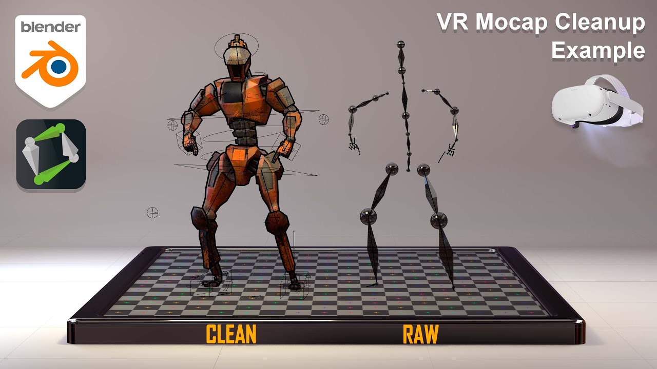 Blender Mocap Cleanup Example (Mocap Fusion VR + Quest 2 + x8 Slime VR Trackers)
