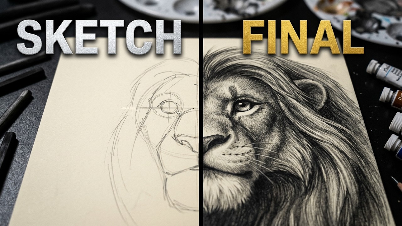 Drawing Simba from The Lion King — Realistic Pencil Drawing Timelapse