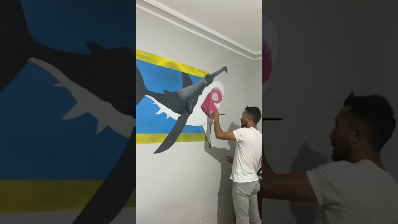 3D duvar &ccedil;izimi grafiti #balık #grafiti #3ddrawing #duvarresmi #tabloidreformata