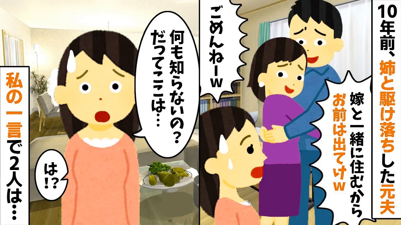 10年前に姉と駆け落ちした元夫「嫁と帰省するからお前は出ていけw」→私のある一言で2人は顔面蒼白に…【2ch修羅場スレ・ゆっくり解説】【総集編】