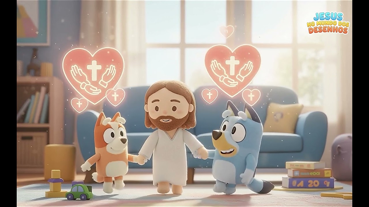 DESENHOS CRIST&Atilde;OS - BLUEY E BINGO COM JESUS
