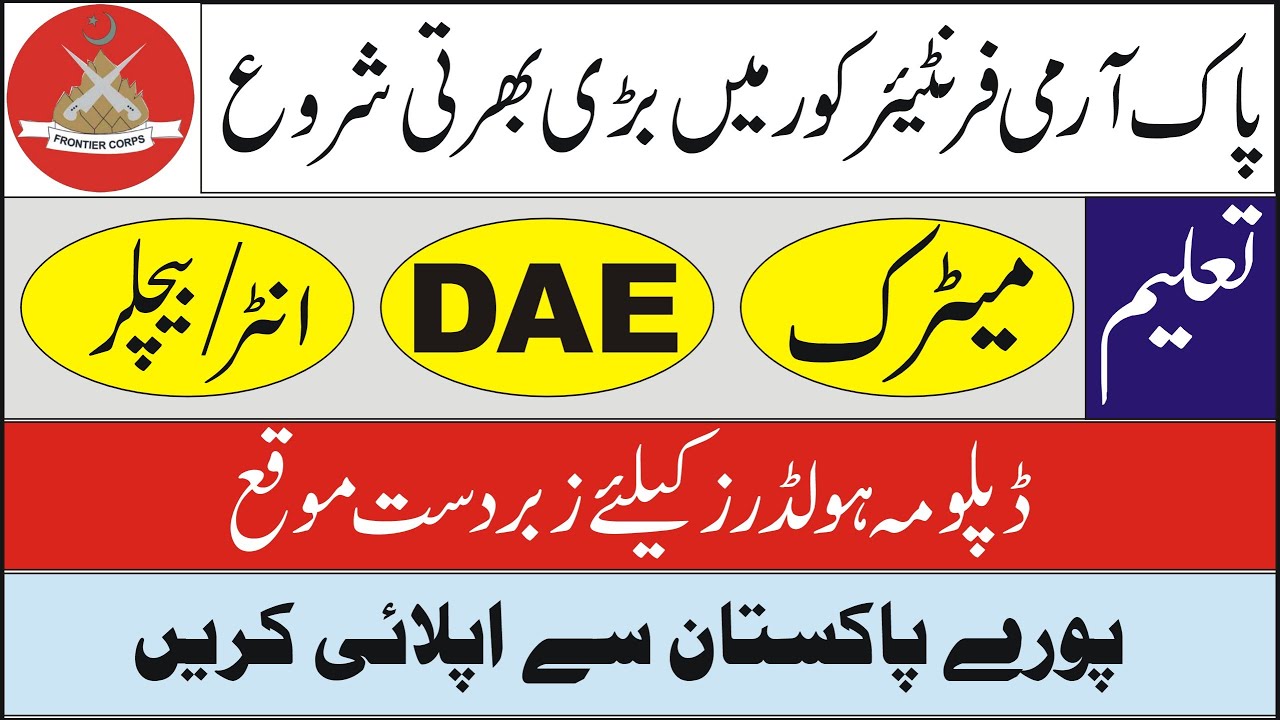 Pak Army Frontier Corps Jobs 2021 | FC