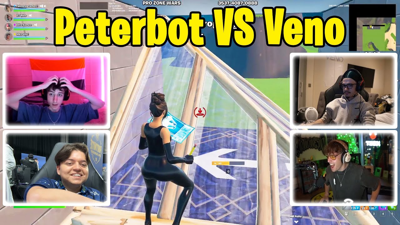 Peterbot VS Veno 4v4 TOXIC Zonewars w/ Pollo, Clix!