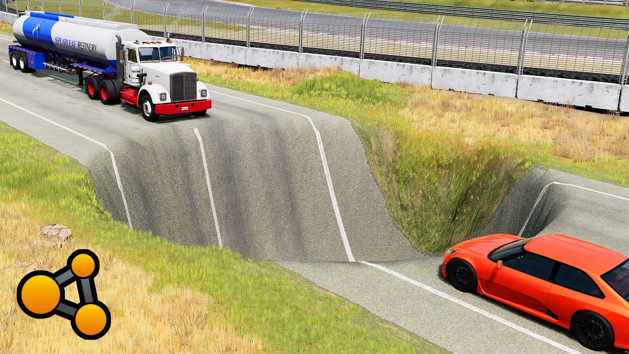 Cars vs Giant Pit #27 – Explosive Fuel Tankers Falling Into Pit!  BeamNG.Drive