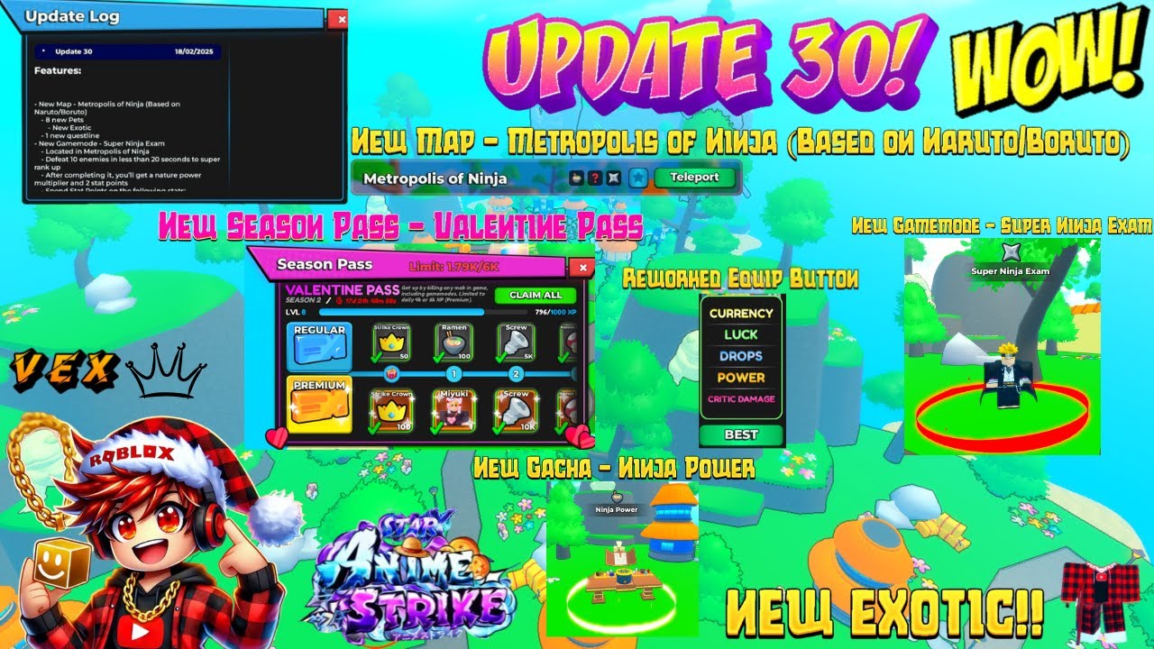 🔥 ANIME STRIKE SIMULATOR UPDATE 30! 🏯 NINJA CITY, SUPER RANK, OP PETS & FREE CODES! (UPD30) 💥