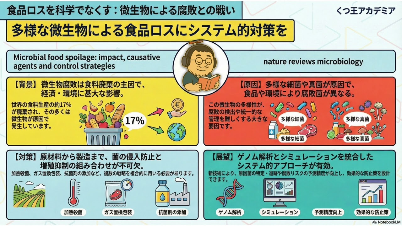 【医療者向け・音声のみ】微生物による食品腐敗：影響、原因菌、そして持続可能な制御戦略への展望：　Nat Rev Microbiol