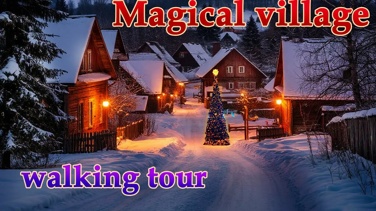 Magical Forest at Night Ambience ✨ Snowfall Sounds & Ambient Music | Winter Wonderland Walking tour