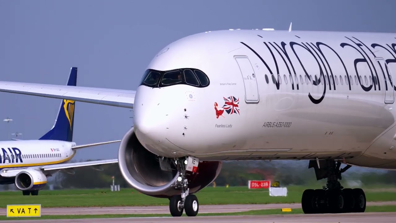 [4K] Virgin Atlantic A350-1000 take off  #a350 #manchesterairport