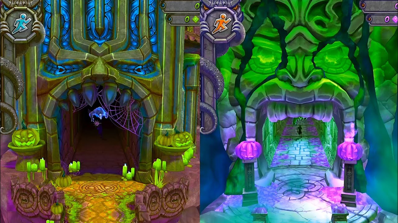 Temple Run 2 Spooky Summit Green Vs Spooky Ridge Pink Map