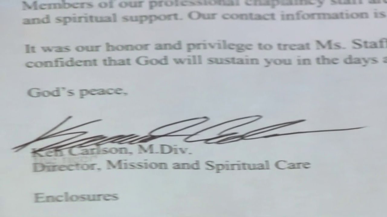Hospital sympathy letter mistake