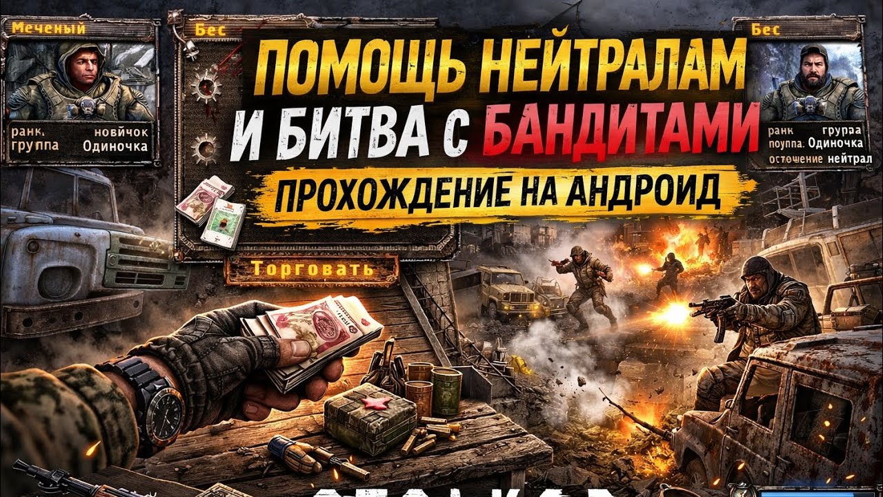 БИТВА С БАНДИТАМИ И ПОМОЩЬ НЕЙТРАЛАМ  ПРОХОЖДЕНИЕ СТАЛКЕР НА ANDROID