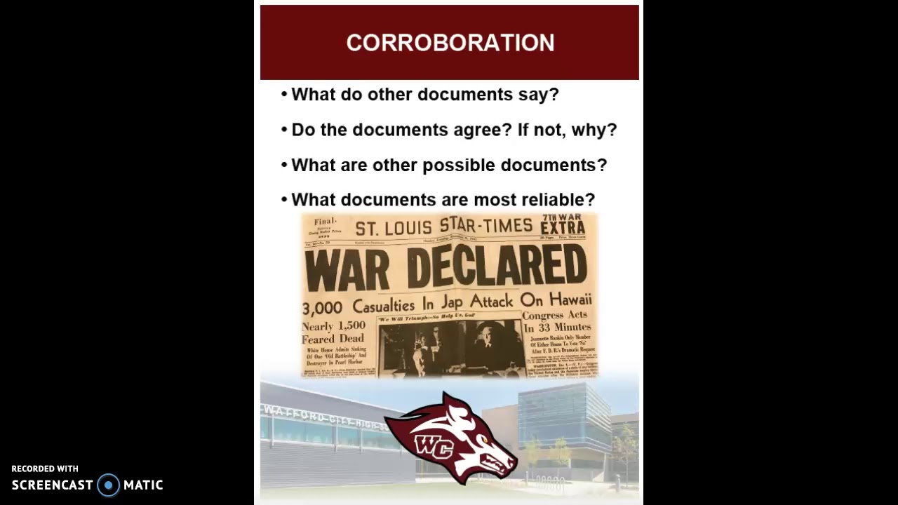 Corroboration for History