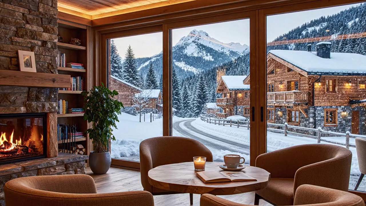 Relaxing Cozy Coffee Shop ❄️ Gentle Jazz Music for Study & Work