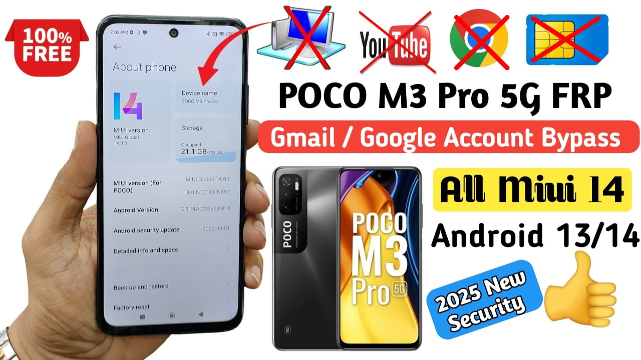 Poco M3 Pro 5G FRP Bypass / All Miui 14 Android 13 FRP Bypass / 2025 new Trick | Miui 14 FRP Bypass