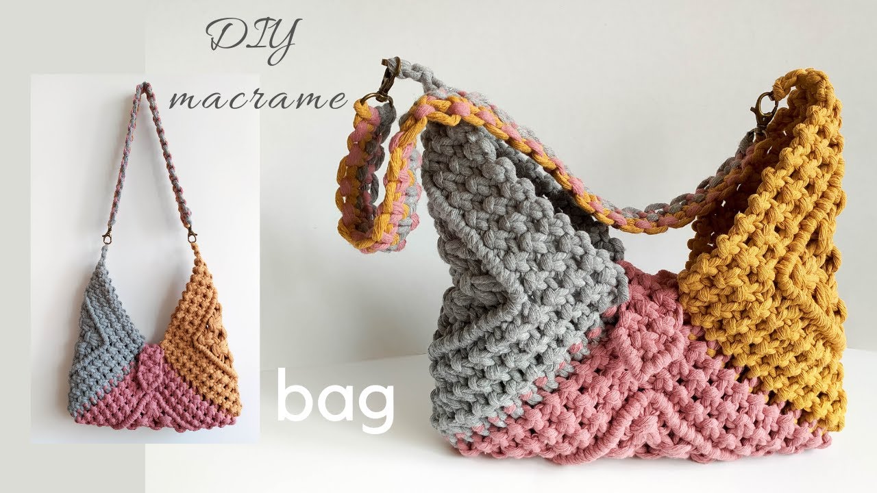 DIY Macramé bag tutorial, macrame purse, macrame granny square bag, new design 2022 #6