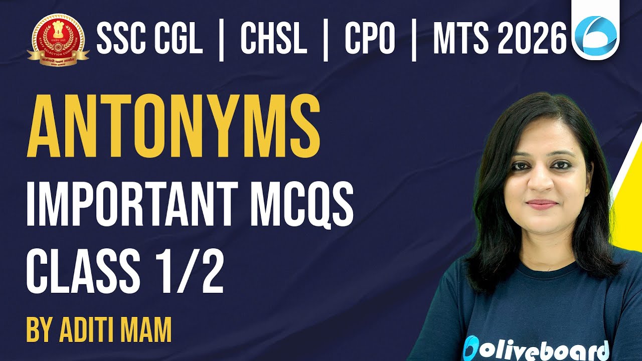 SSC CGL / CHSL / CPO / MTS English 2026 | English Antonyms | Important MCQs | Part 1 | Oliveboard