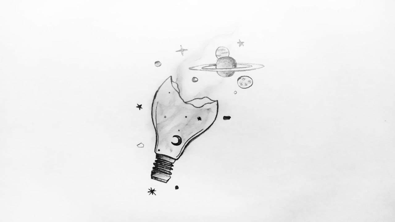 Space Drawing Ideas | Light Bulb and Planets
