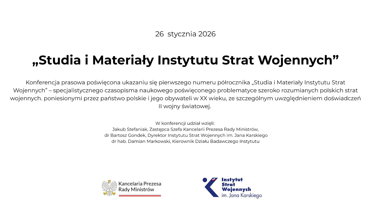 Studia i Materiały Instytutu Strat Wojennych. Konferencja prasowa