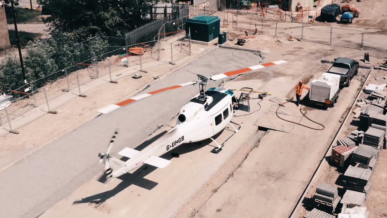 Radius Group | Crown Packaging Peterborough | Roof Plant Loadout | Helicopter Lifting