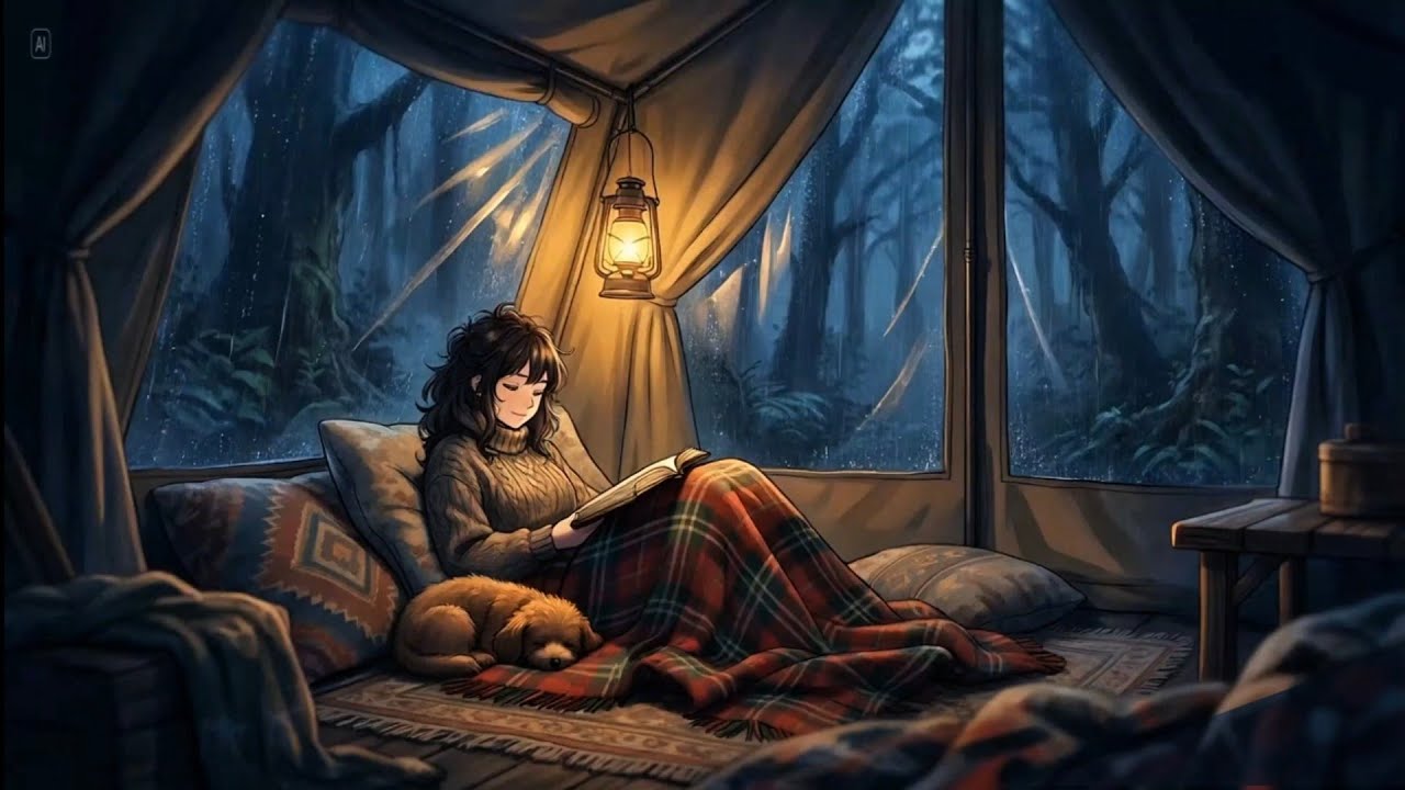 Solitude in the Woods 🌧️ Gentle Rain on Tent & Warm Lantern for Deep Sleep