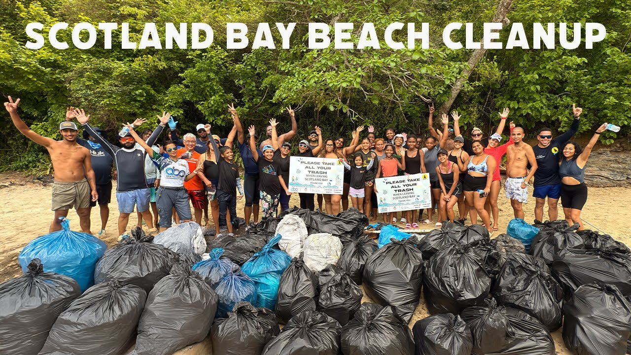Beautiful Scotland Bay, Trinidad & Tobago, cleaning up all the litter for others to enjoy !