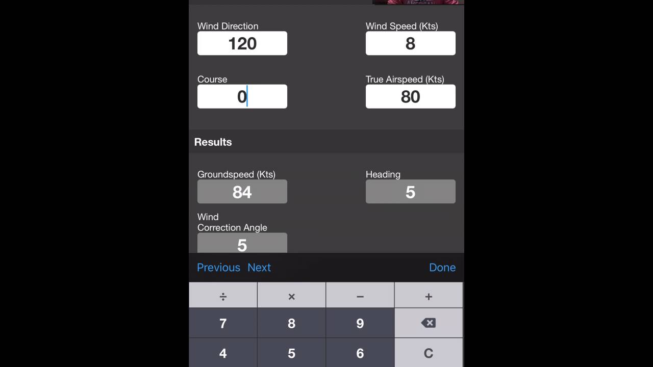 LightSport Man - How to use Sporty's E6B App for Heading and GroundSpeed