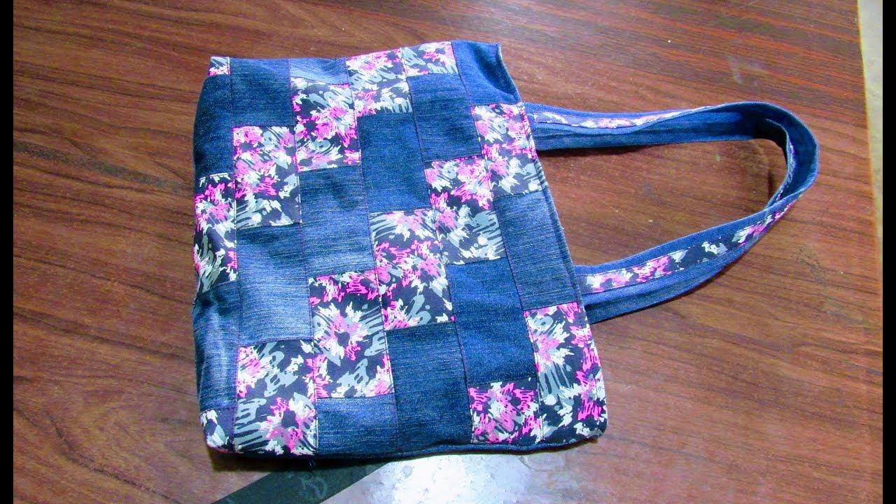 Tutorial: Bolso con jeans y tela estampada