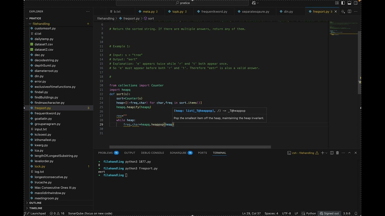 meta tagged sortcharacter according to frequency