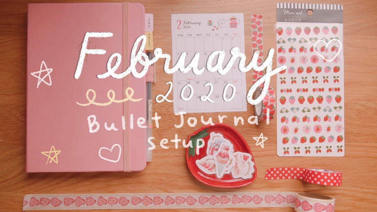 February 2020 Bullet Journal Setup (Strawberry Theme) 🍓 | Rainbowholic