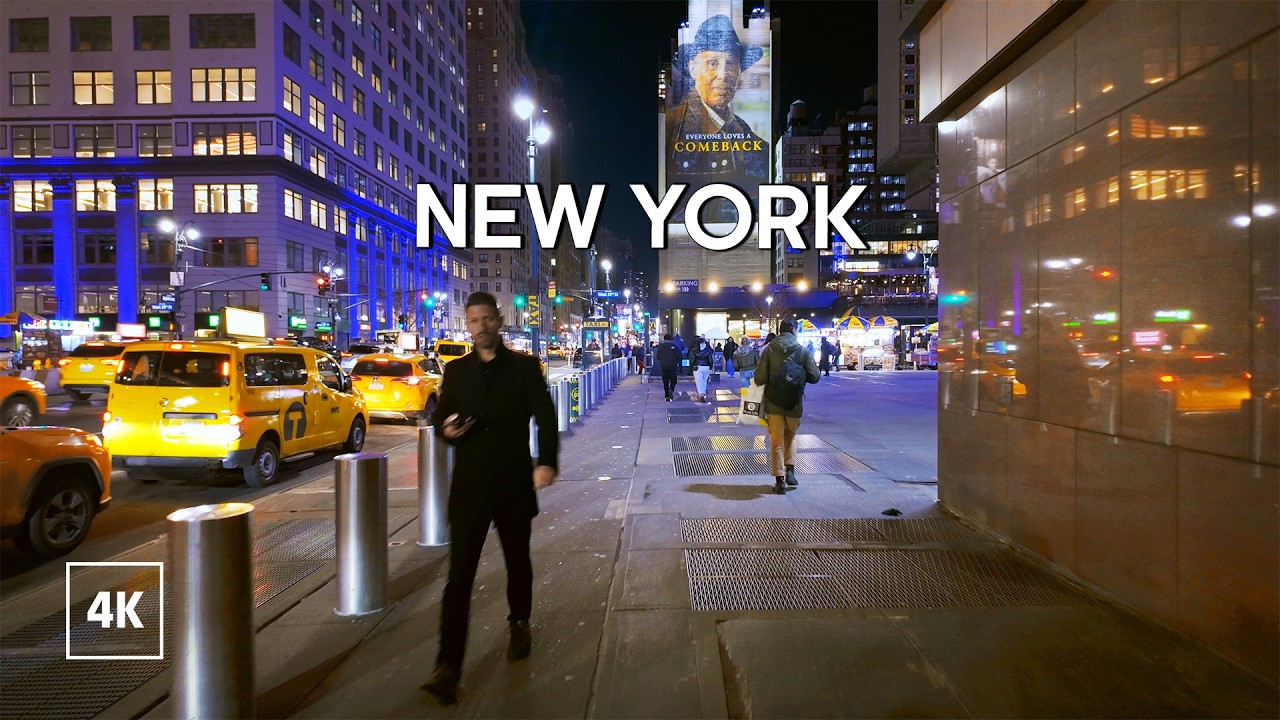 New York City Night Walk/Evening Stroll in Midtown Manhattan
