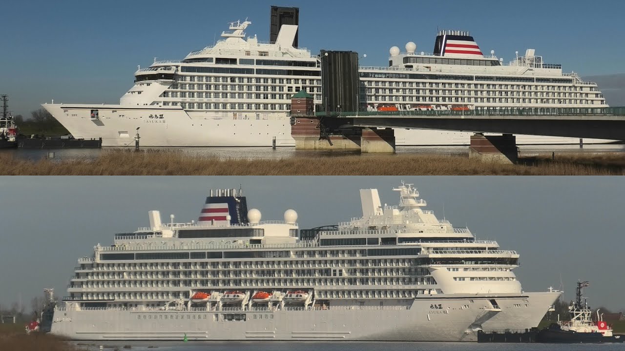 4K Asuka III Die Emsüberfuhrung von Japans neuesten Kreuzfahrtschiff in Leer (HORN) 02.03.2025