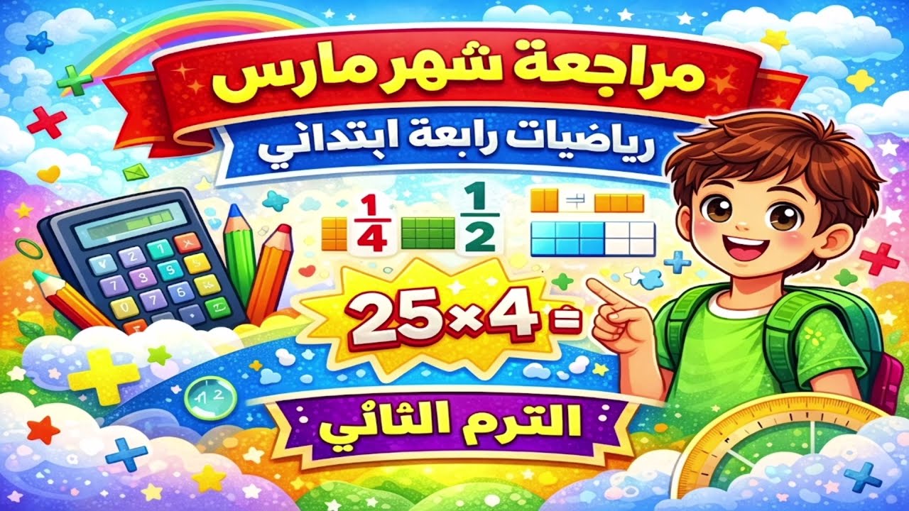 مراجعة شهر مارس رياضيات الصف الرابع الترم الثانى