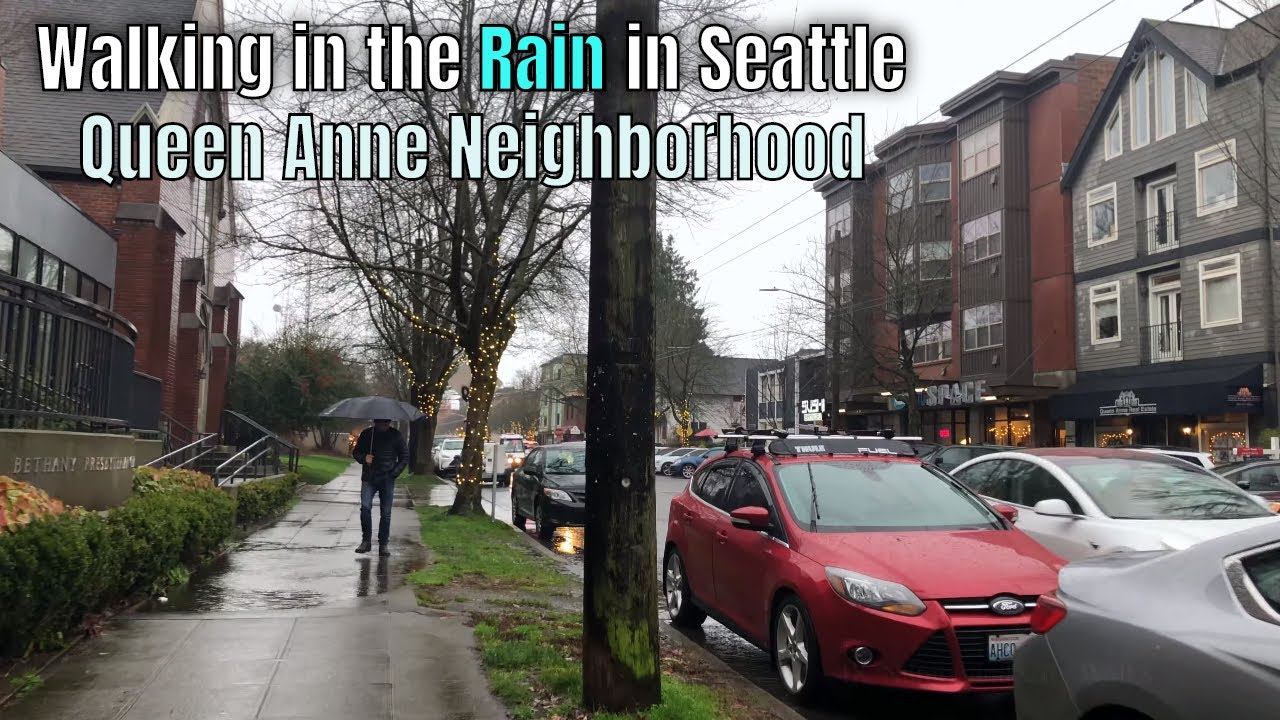 Walking in the Rain in Seattle, WA - Queen Anne 4k Binaural Audio