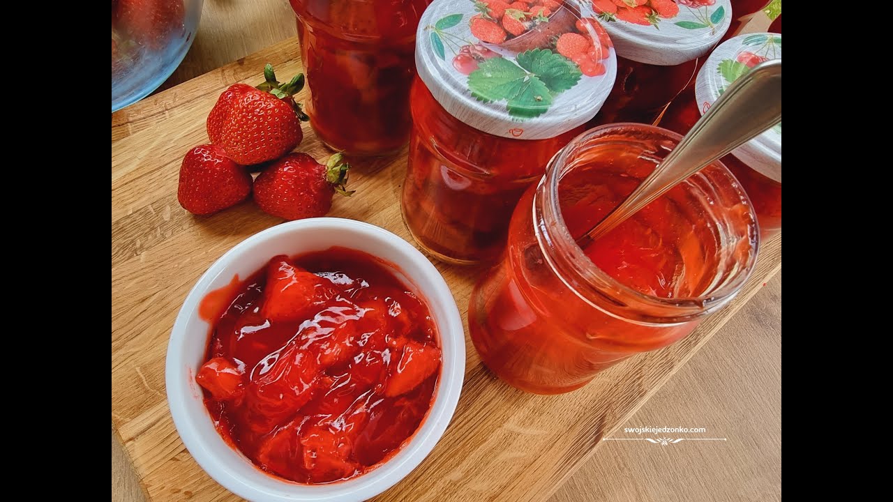 Frużelina truskawkowa do słoików, idealna do ciast i deserów #truskawki #przetwory