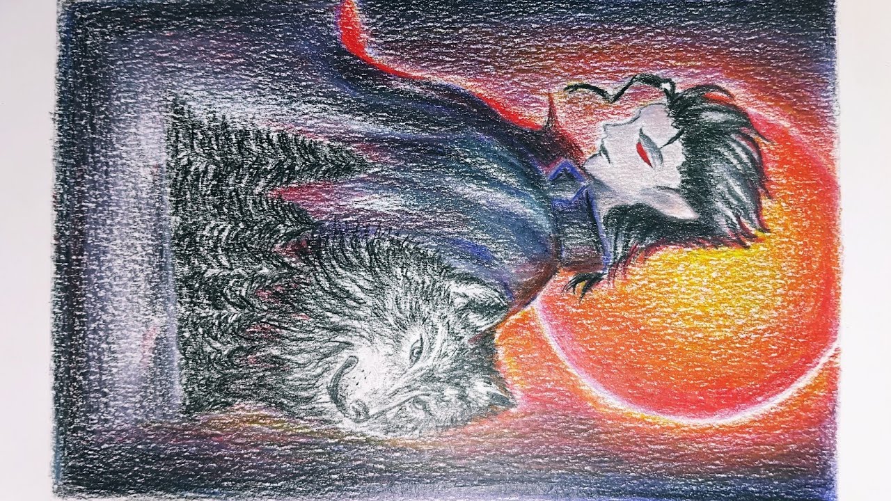 Simple vampire and wolf drawing with colored pencil ep1