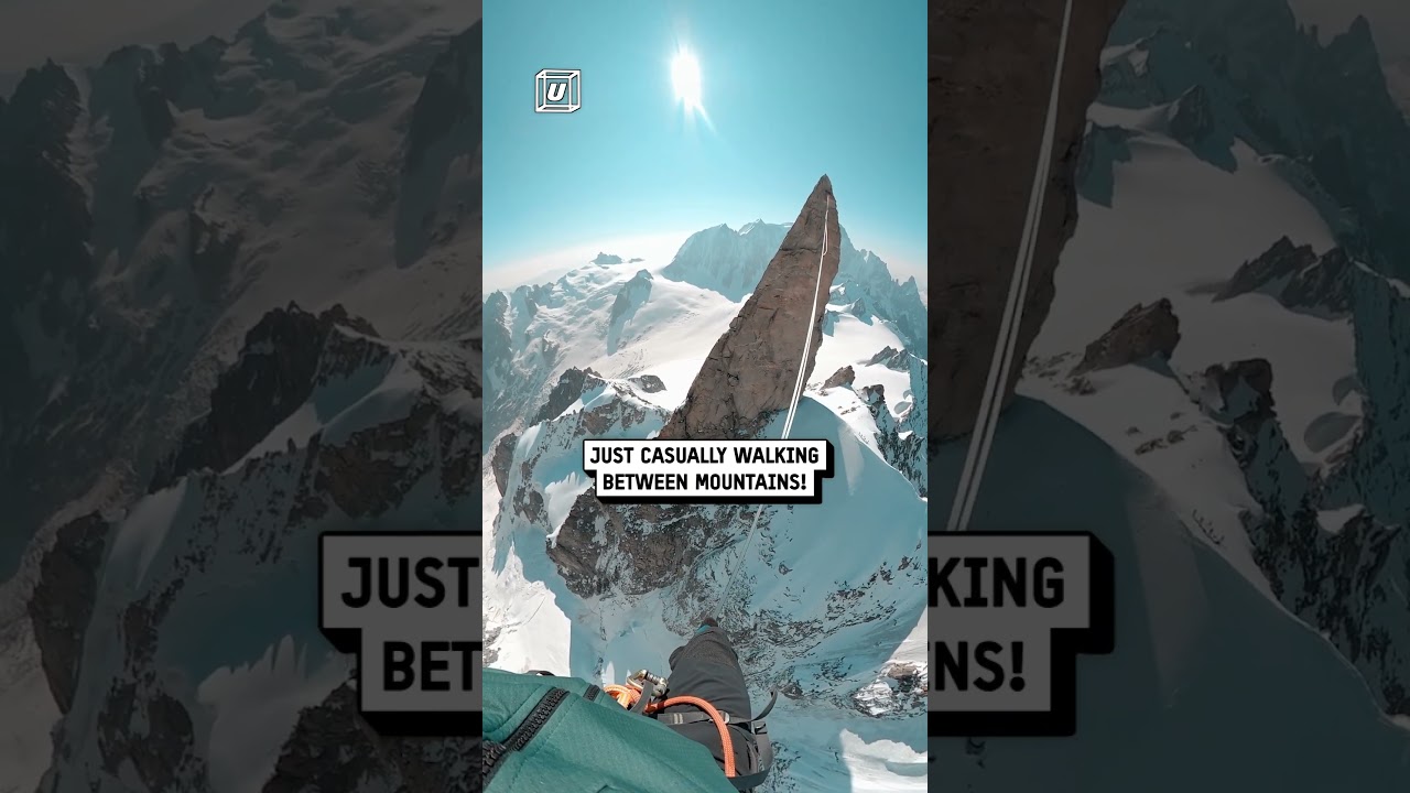 Breathtaking highline walk 😲🏔️😳                          🎥: @&zwnj;antoine.mesnage via Viralhog