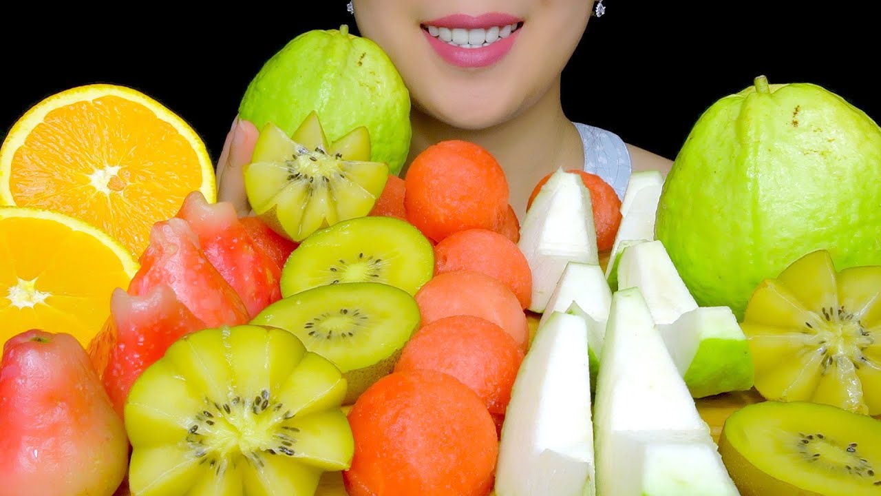 FRUIT ASMR: ASMR FRUIT PLATTER (KIWI, GUAVA, WATERMELON)  | No Talking Eating Sounds | TracyN ASMR