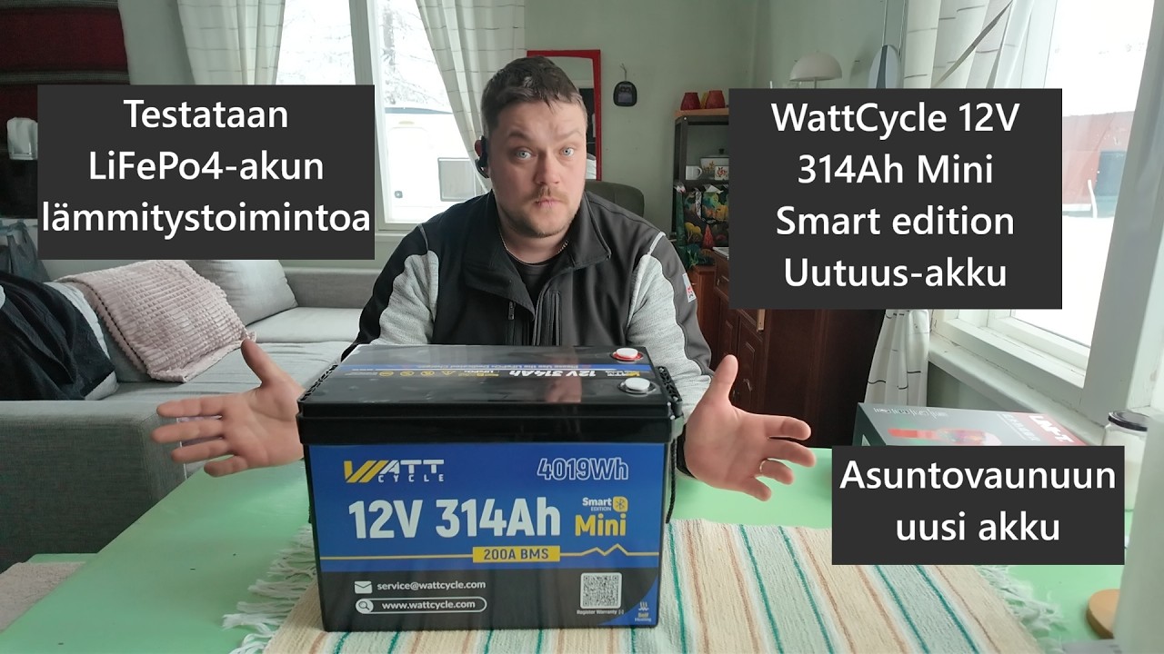 Testataan LiFePo4-akun lämmitystä - WattCycle 12V 314Ah Lifepo4 Auto-heating