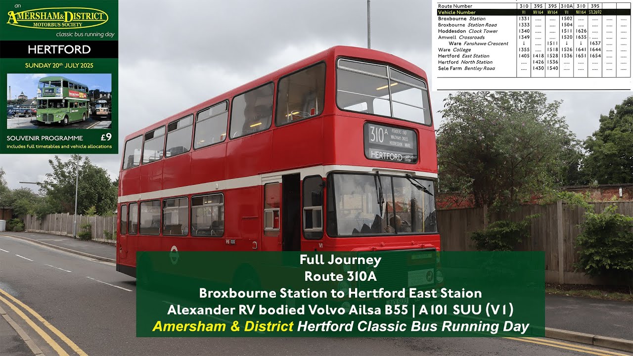 Full Journey | Route 310A to Hertford East | Alexander RV bodied Volvo Ailsa B55 | V1 (A101 SUU)