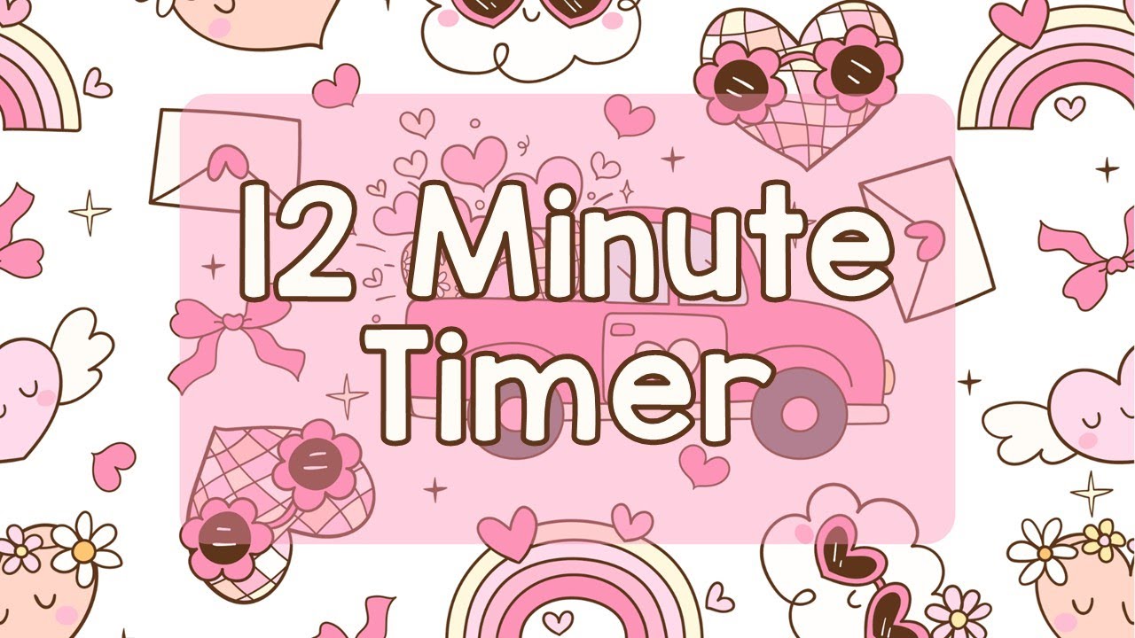 12 Minute Timer - Pink Retro Groovy Valentine's Day Themed Timer - Calm Ending Chime - No Music