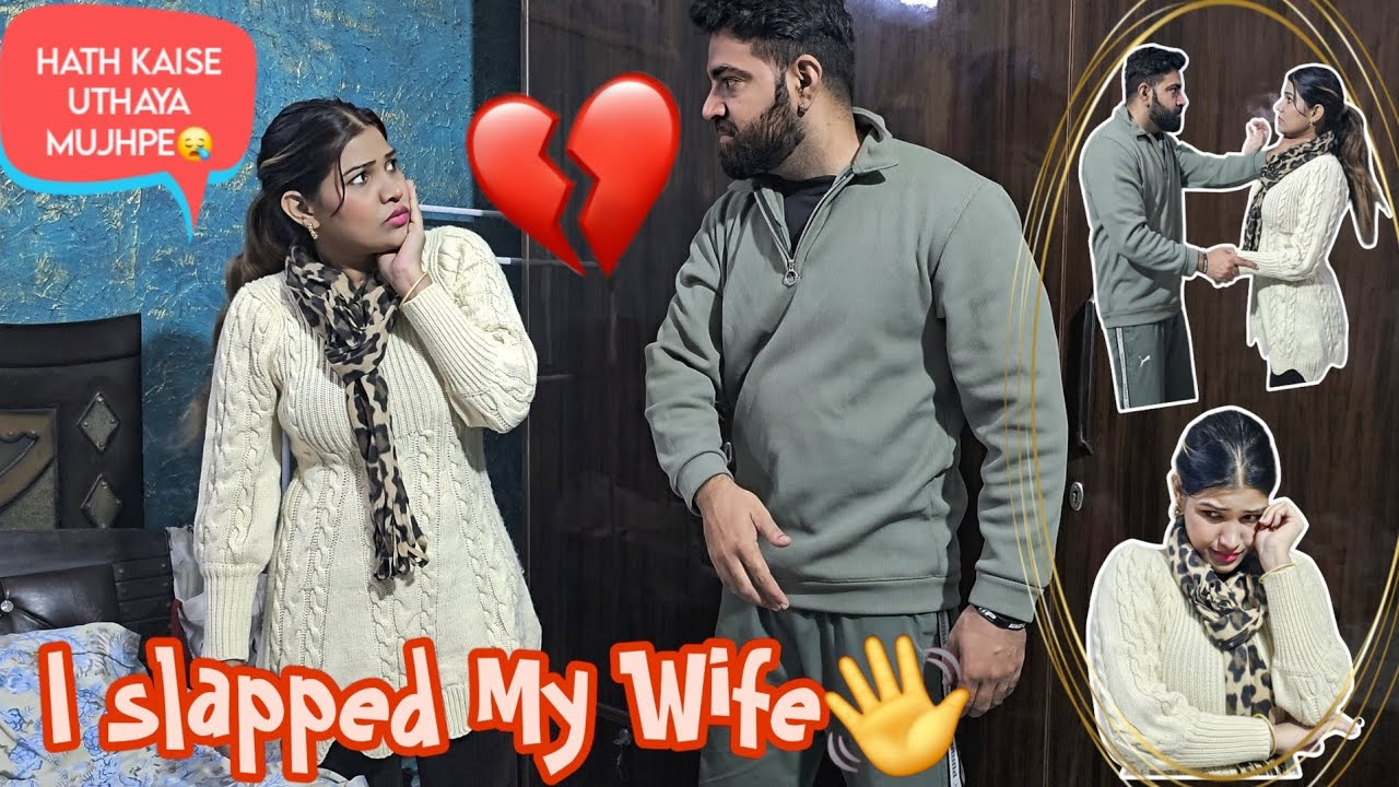 I slapped My Wife👋 Without Any Reason😡  GONE VERY WRONG😳 #prankvideo #viral #husbandwife 