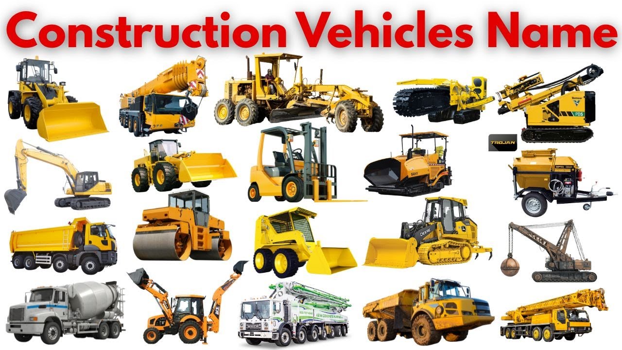 Construction Vocabulary for Kids 🚜 | Trucks, Cranes & Mixers | Learning Fun | 