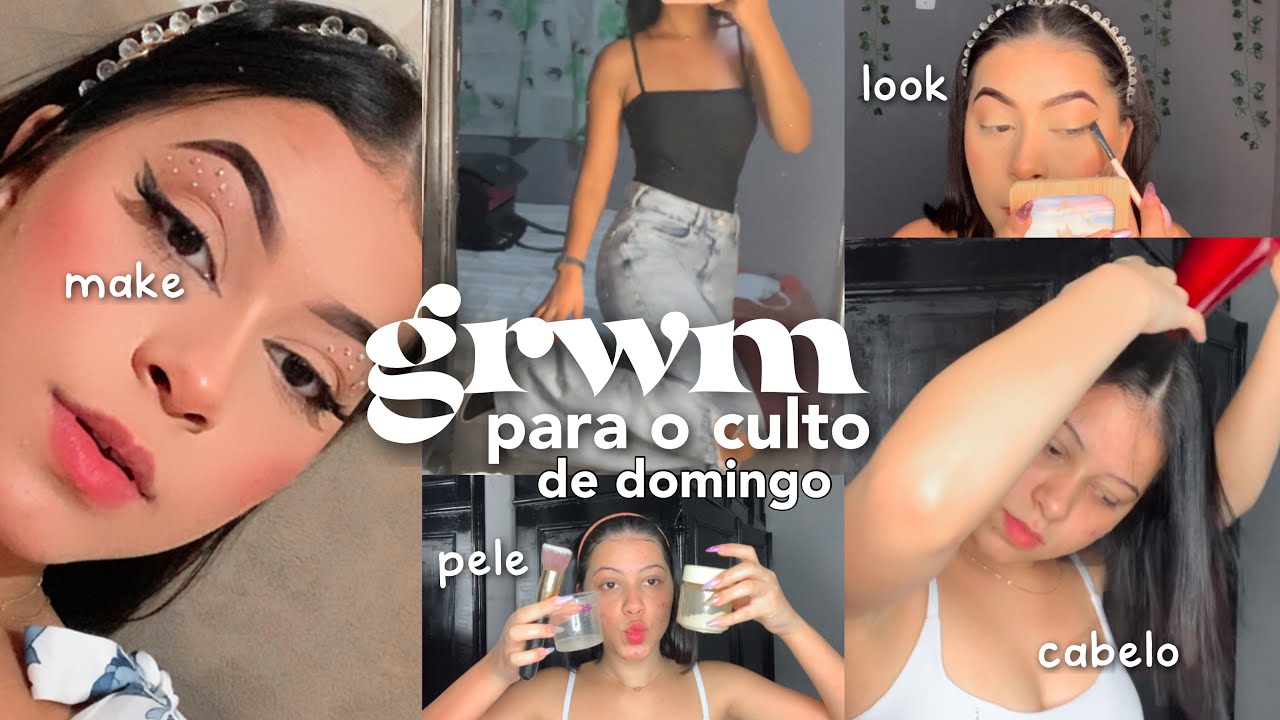 arrume-se comigo para o culto de domingo 💒✨| cabelo, pele, look e make