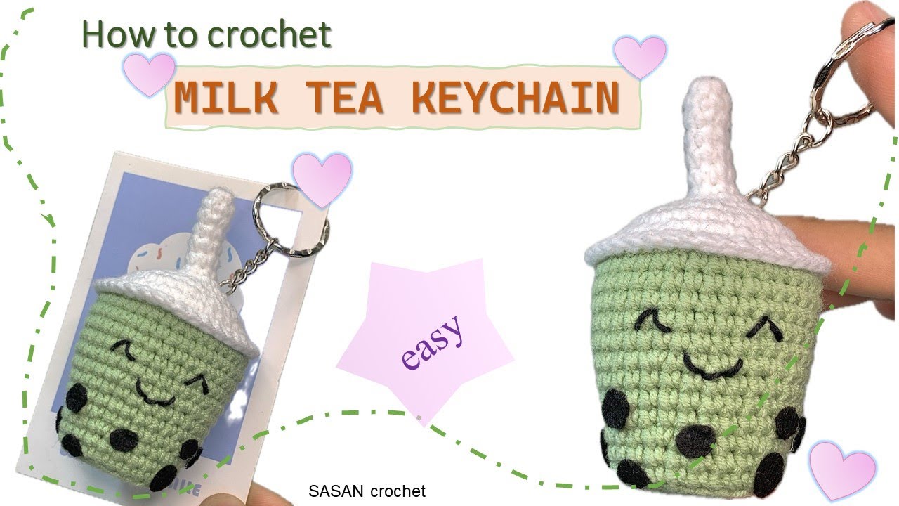 Crochet Milk Tea 🧋Keychain💖| How to crochet keychain - Easy step by step