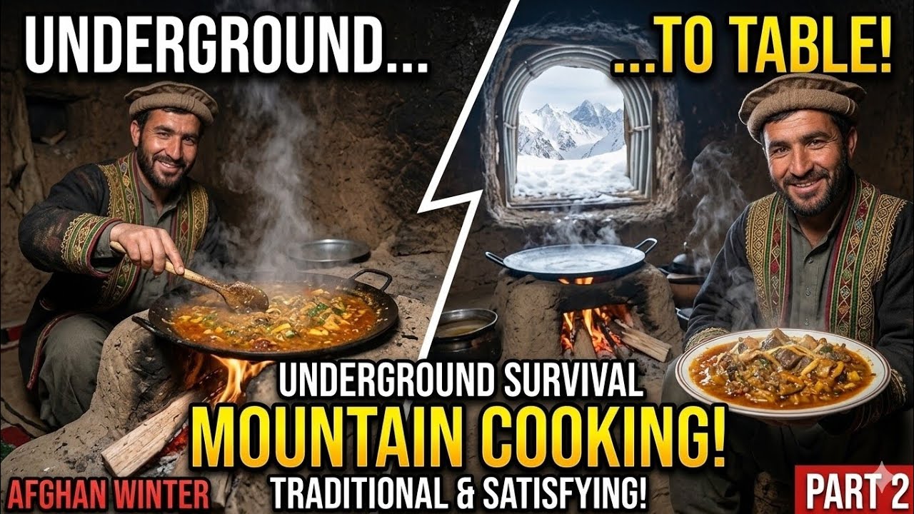 Surviving Underground: Our Afghan Family's Winter Survival and Traditional Mountain Cooking 