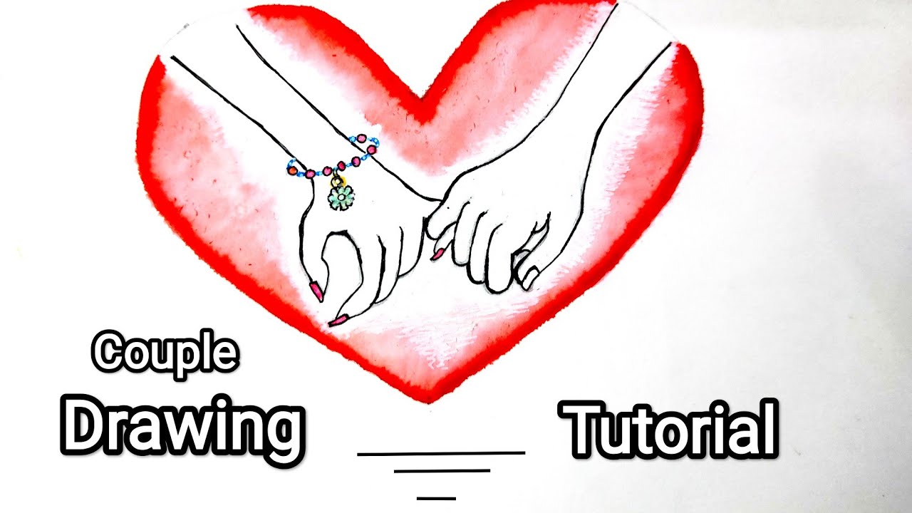 Couple ♥️💛💚holding hand drawing tutorial 😊